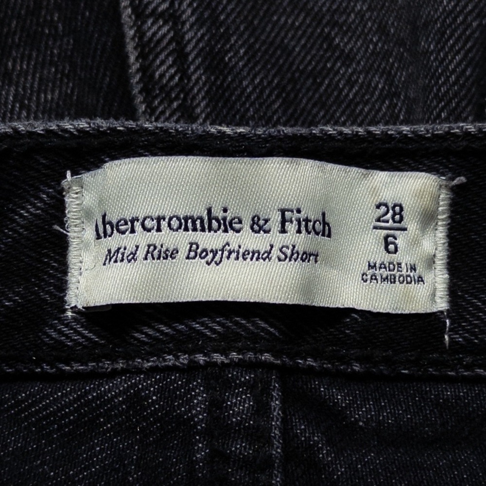 Abercrombie & Fitch Womens Mid Rise Boyfriend Shorts 28 6 Black Denim Cut Offs - Picture 8 of 10